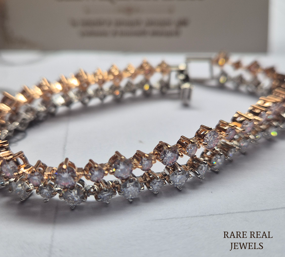 Round Cut Diamond Tennis Bracelet, Rose Gold Tennis Bracelet, Lab Grown Diamond Bracelet, Wedding Jewelry, Gift For Her