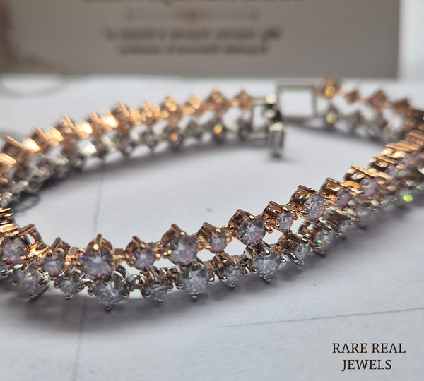 Round Cut Diamond Tennis Bracelet, Rose Gold Tennis Bracelet, Lab Grown Diamond Bracelet, Wedding Jewelry, Gift For Her