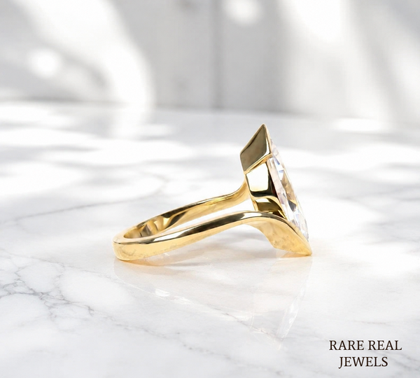 Marquise Diamond Engagement Ring, Yellow Gold Solitaire Ring, Bridal Ring, Proposal Ring, Wedding Ring, Gift for Her
