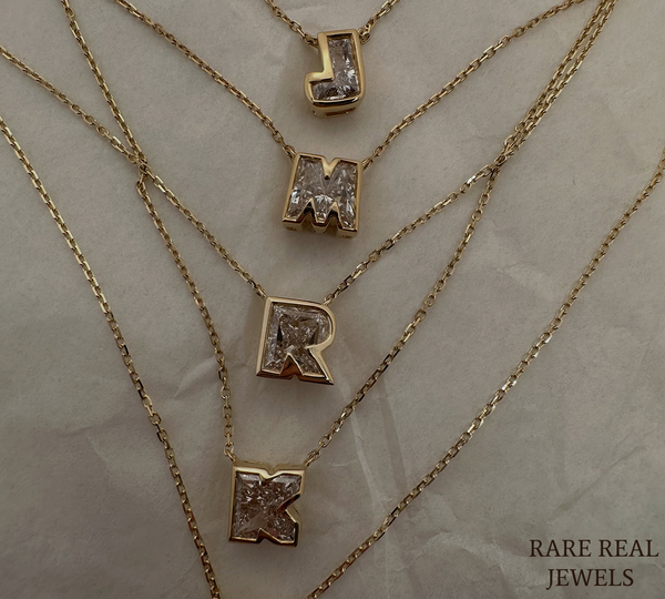 Lab Grown Diamond Initial Necklace, Yellow Gold Letter Pendant, Personalized Diamond Necklace, Custom Initial Jewelry, Gift for Her