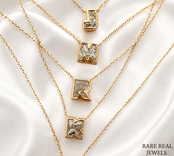 Lab Grown Diamond Initial Necklace, Yellow Gold Letter Pendant, Personalized Diamond Necklace, Custom Initial Jewelry, Gift for Her