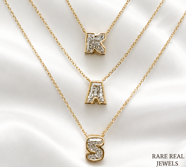 Lab Grown Diamond Initial Necklace, Yellow Gold Letter Pendant, Personalized Diamond Necklace, Custom Initial Jewelry, Gift for Her