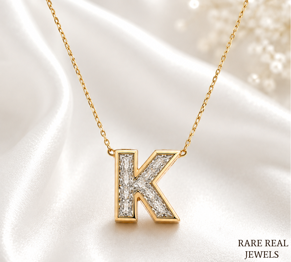 Lab Grown Diamond Initial Necklace, Yellow Gold Letter Pendant, Personalized Diamond Necklace, Custom Initial Jewelry, Gift for Her