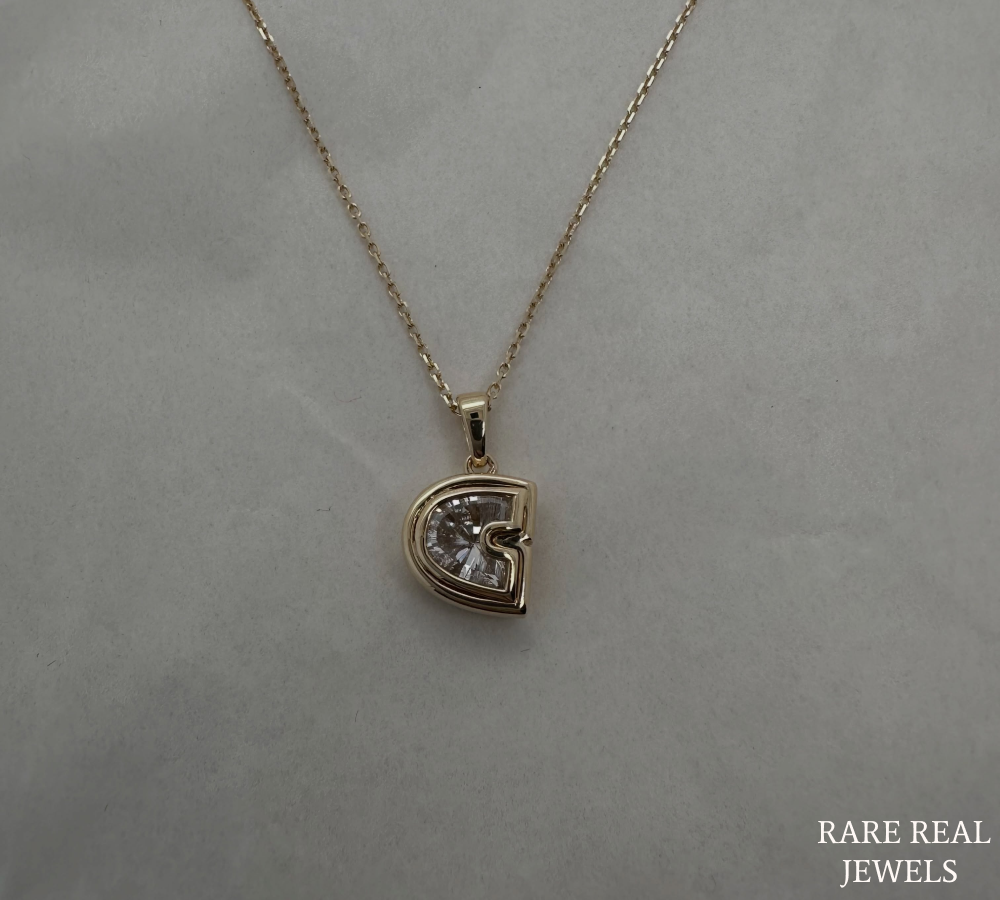 Lab Grown Diamond Initial Necklace, Yellow Gold Letter Pendant, Personalized Diamond Necklace, Custom Initial Jewelry, Gift for Her