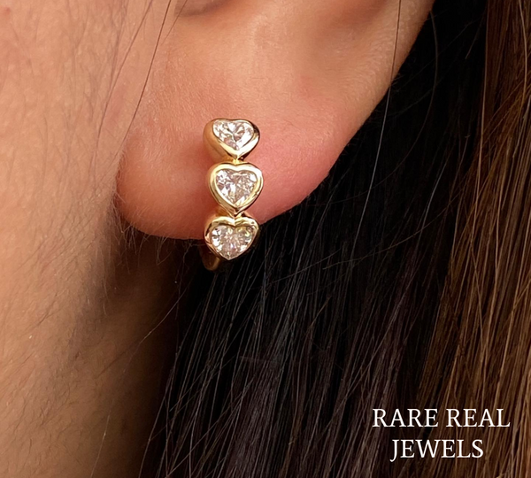 Heart Cut Lab Grown Diamond Huggie Hoop Earrings, Yellow Gold Heart Diamond Earrings, Minimalist Bridal Jewelry, Gift For Her