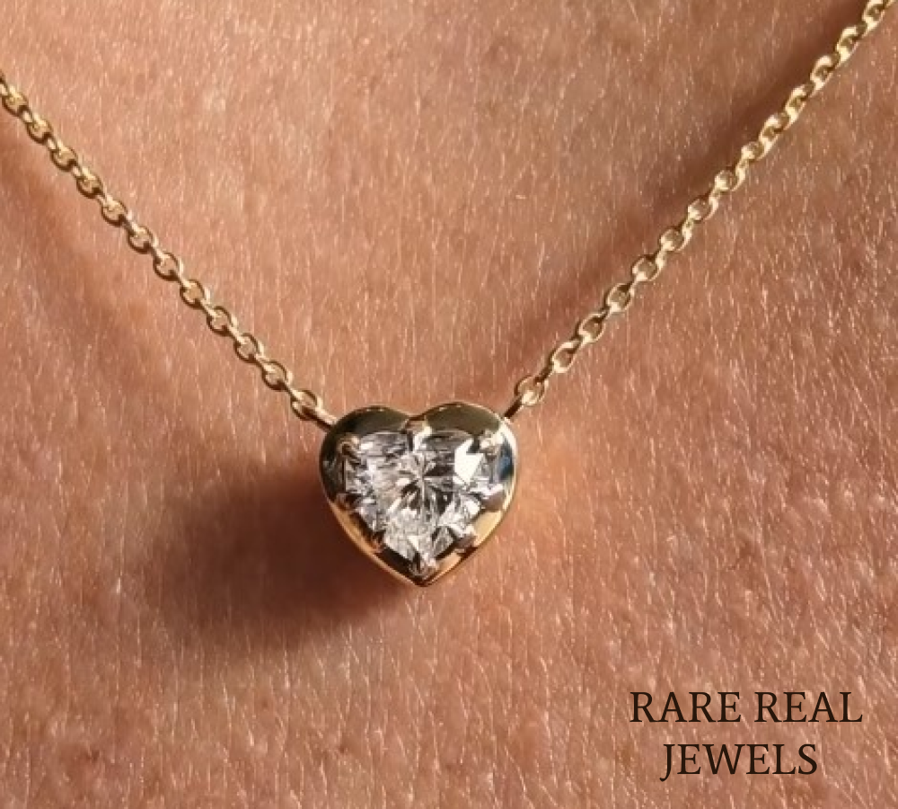 Heart Shape Diamond Necklace | Solitaire Heart Pendant Necklace | Minimalist Gold Necklace | Lab Grown Diamond Jewelry | Gift for Her
