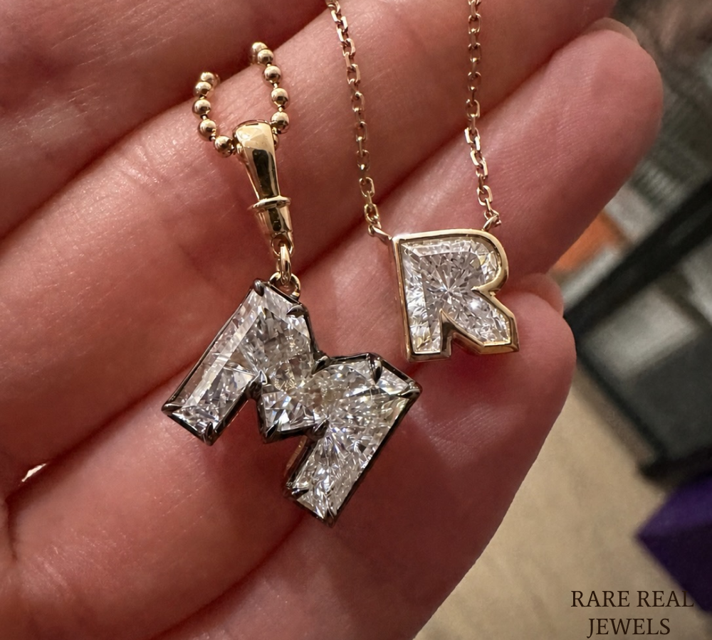 Lab Grown Diamond Initial Necklace, Yellow Gold Letter Pendant, Personalized Diamond Necklace, Custom Initial Jewelry, Gift for Her