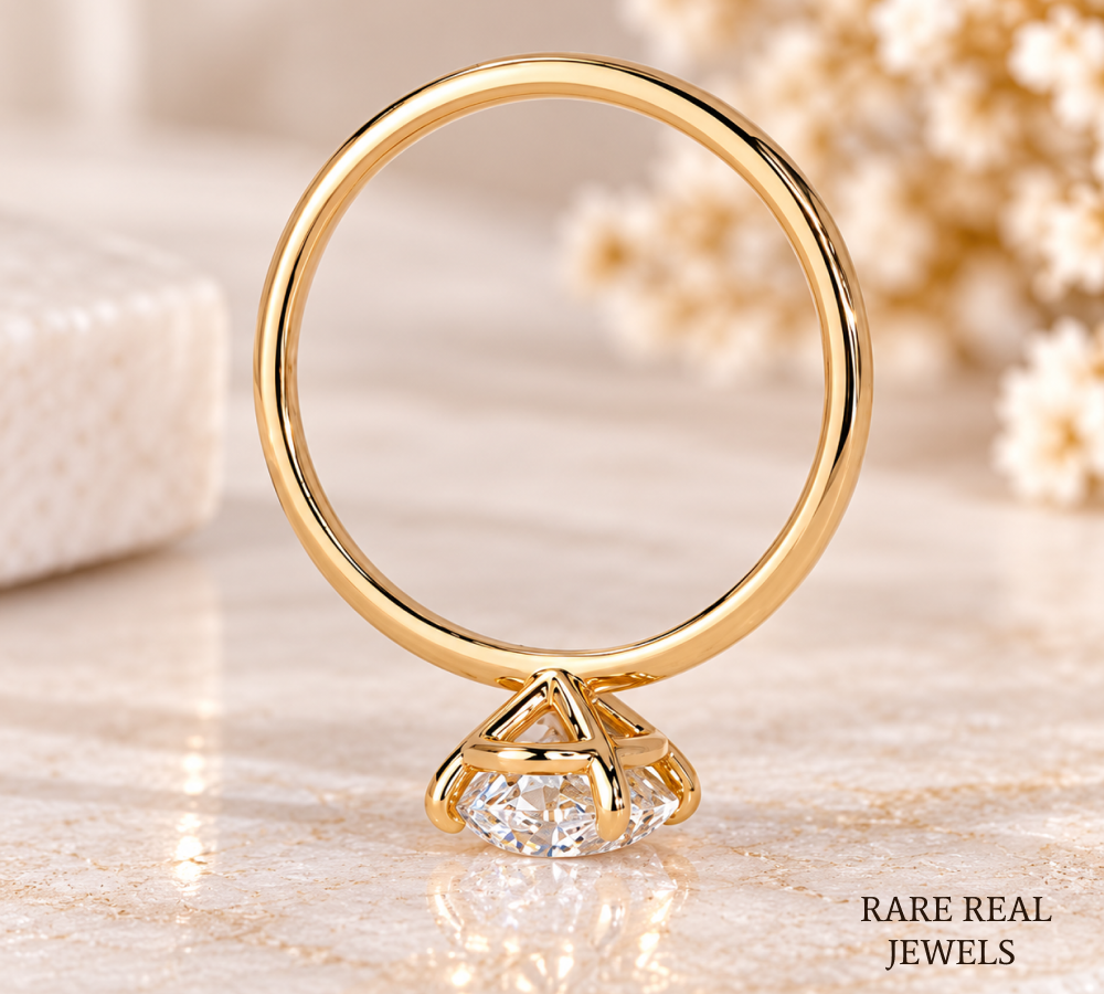 2 CT Oval Cut Lab Grown Diamond Engagement Ring, Yellow Gold Solitaire, Bridal Jewelry, Proposal Gift For Her