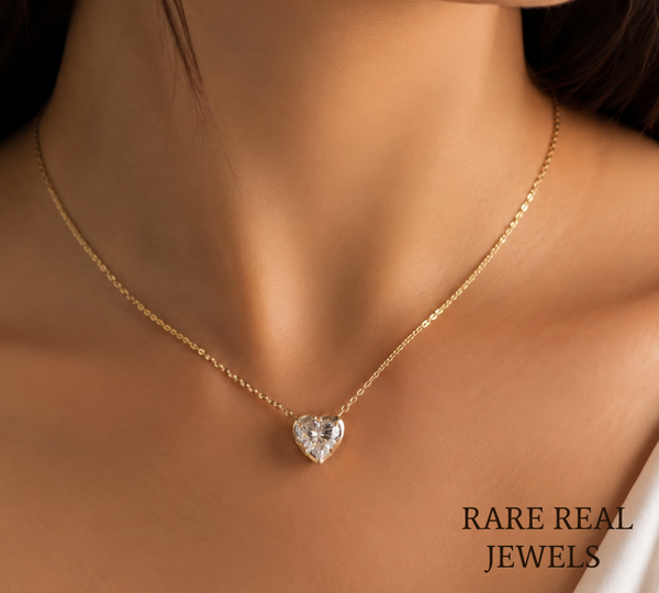 Heart Shape Diamond Necklace | Solitaire Heart Pendant Necklace | Minimalist Gold Necklace | Lab Grown Diamond Jewelry | Gift for Her