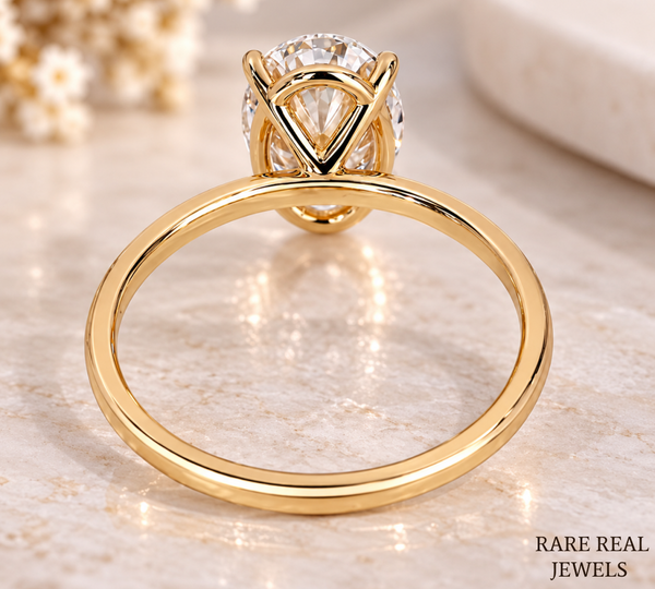 2 CT Oval Cut Lab Grown Diamond Engagement Ring, Yellow Gold Solitaire, Bridal Jewelry, Proposal Gift For Her