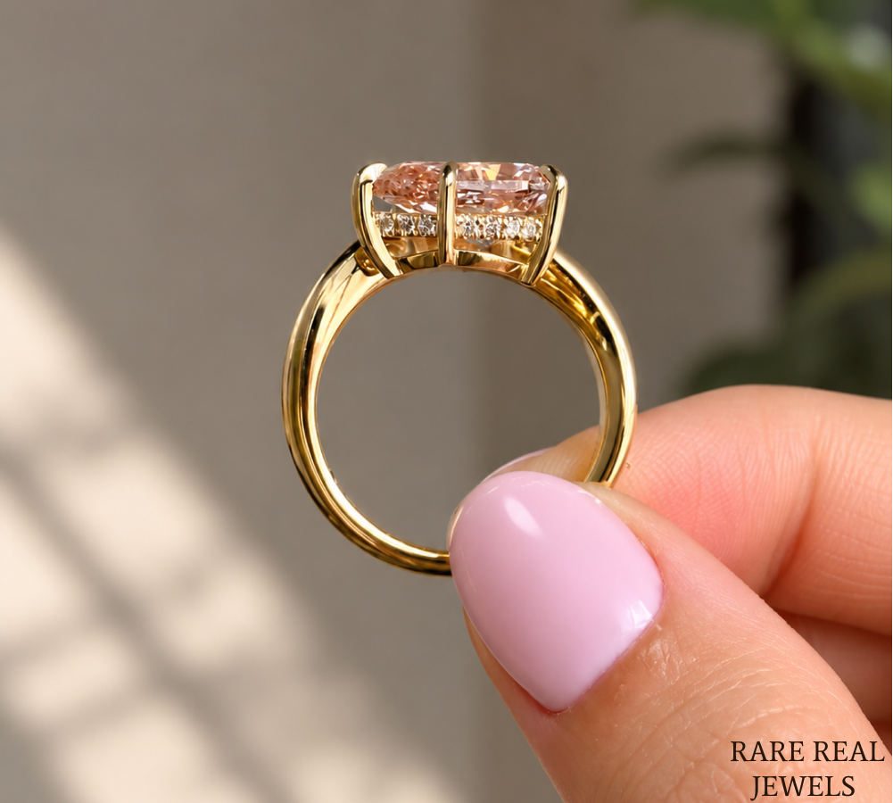Pear Cut Lab Grown Diamond Engagement Ring, Yellow Gold Bypass Solitaire Ring, Modern Bridal Ring, Unique Proposal Ring