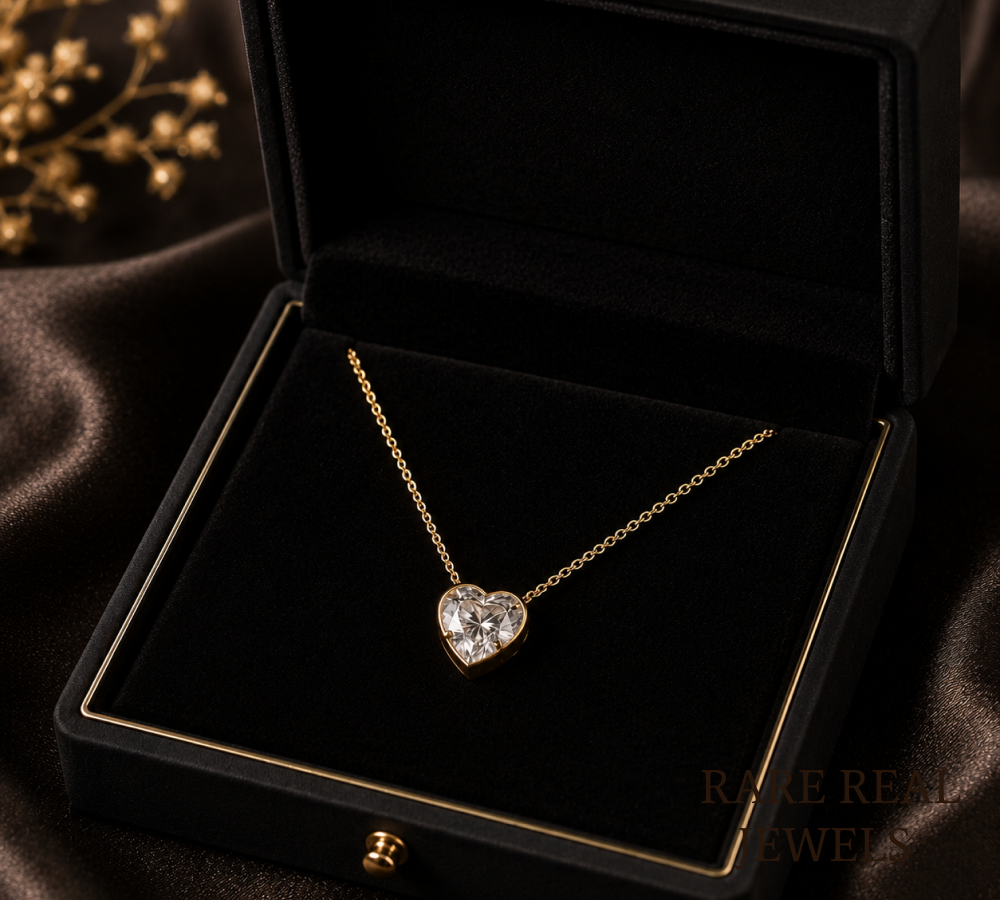 Heart Shape Diamond Necklace | Solitaire Heart Pendant Necklace | Minimalist Gold Necklace | Lab Grown Diamond Jewelry | Gift for Her