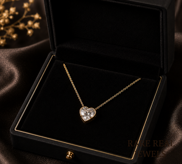 Heart Shape Diamond Necklace | Solitaire Heart Pendant Necklace | Minimalist Gold Necklace | Lab Grown Diamond Jewelry | Gift for Her
