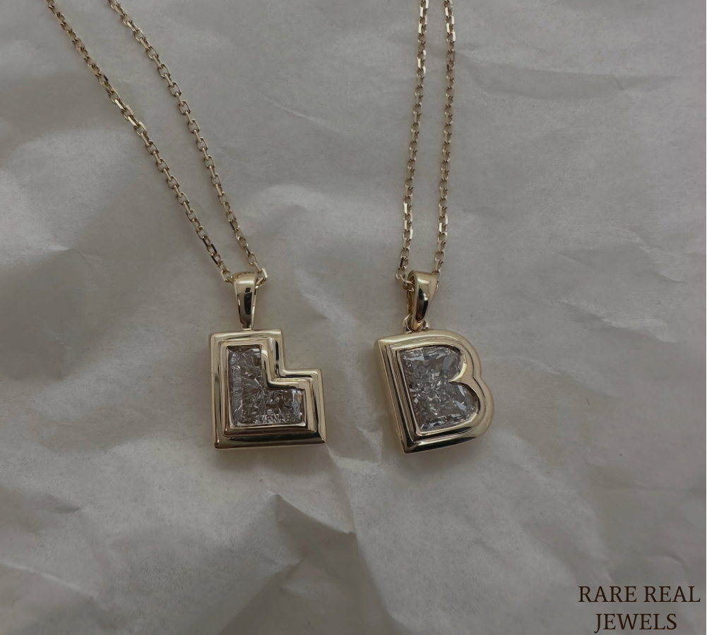 Lab Grown Diamond Initial Necklace, Yellow Gold Letter Pendant, Personalized Diamond Necklace, Custom Initial Jewelry, Gift for Her