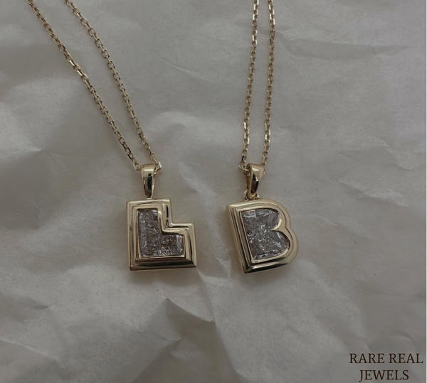 Lab Grown Diamond Initial Necklace, Yellow Gold Letter Pendant, Personalized Diamond Necklace, Custom Initial Jewelry, Gift for Her