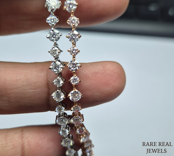Round Cut Diamond Tennis Bracelet, Rose Gold Tennis Bracelet, Lab Grown Diamond Bracelet, Wedding Jewelry, Gift For Her