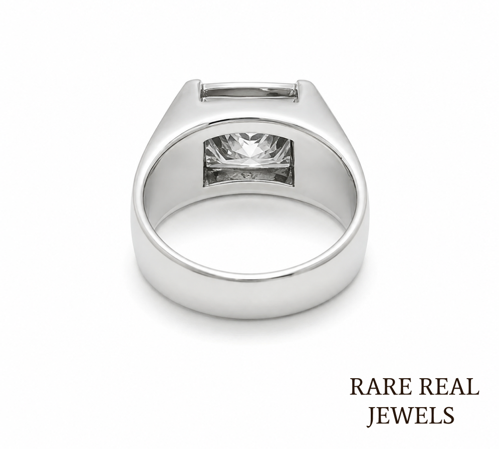 Princess Cut Lab Grown Diamond Men's Ring, White Gold Solitaire Engagement Ring, Signet Ring, Wedding Band Gift For Him