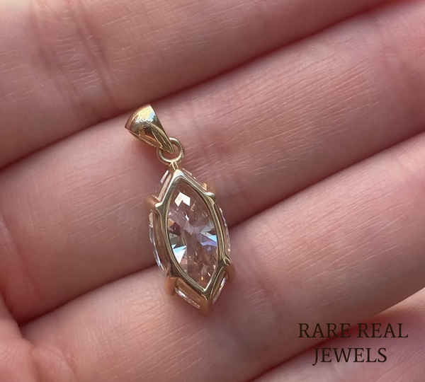 Marquise Lab Grown Diamond Pendant, 14K Yellow Gold Solitaire Necklace, Marquise Diamond Necklace, Minimal Jewelry, Gift for Her