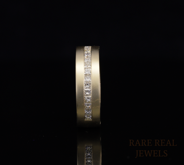 Princess Cut Diamond Wedding Band, Men's Diamond Ring, Channel Set Diamond Band, Gold Wedding Ring, Anniversary Band, Unisex Diamond Jewelry