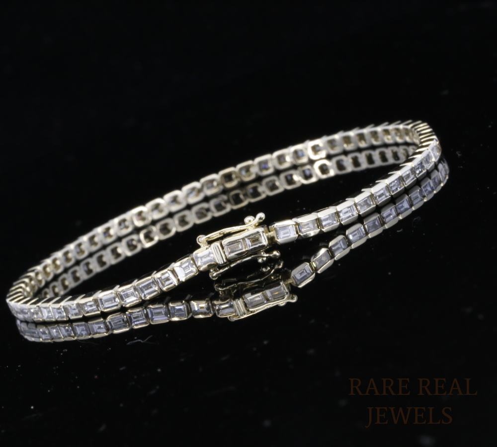 Baguette Diamond Tennis Bracelet | Sleek White Gold Baguette Cut Diamond Bracelet