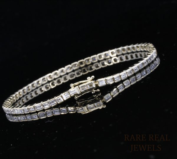 Baguette Diamond Tennis Bracelet | Sleek White Gold Baguette Cut Diamond Bracelet