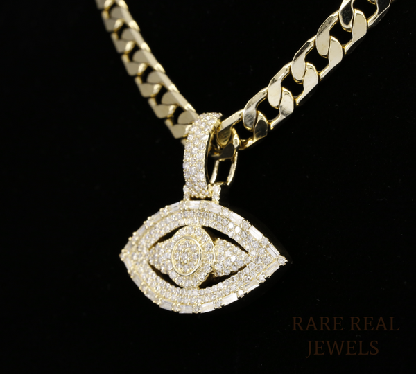 Evil Eye Pendant Necklace | Iced Out Evil Eye Charm | Diamond Protection Necklace | Gold CZ Eye Pendant | Hip Hop Jewelry Gift