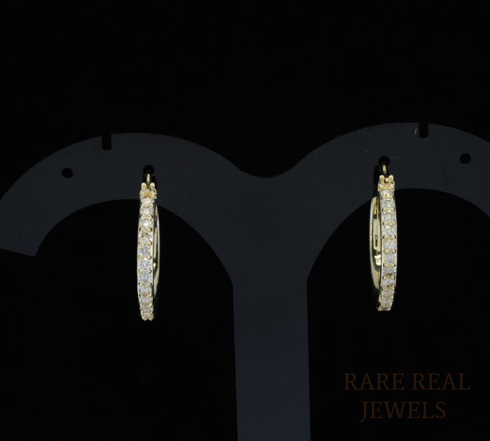 Diamond Hoop Earrings, Round Diamond Huggie Hoops, Pave Diamond Earrings, Gold Hoop Earrings, Elegant Luxury Jewelry Gift Main image