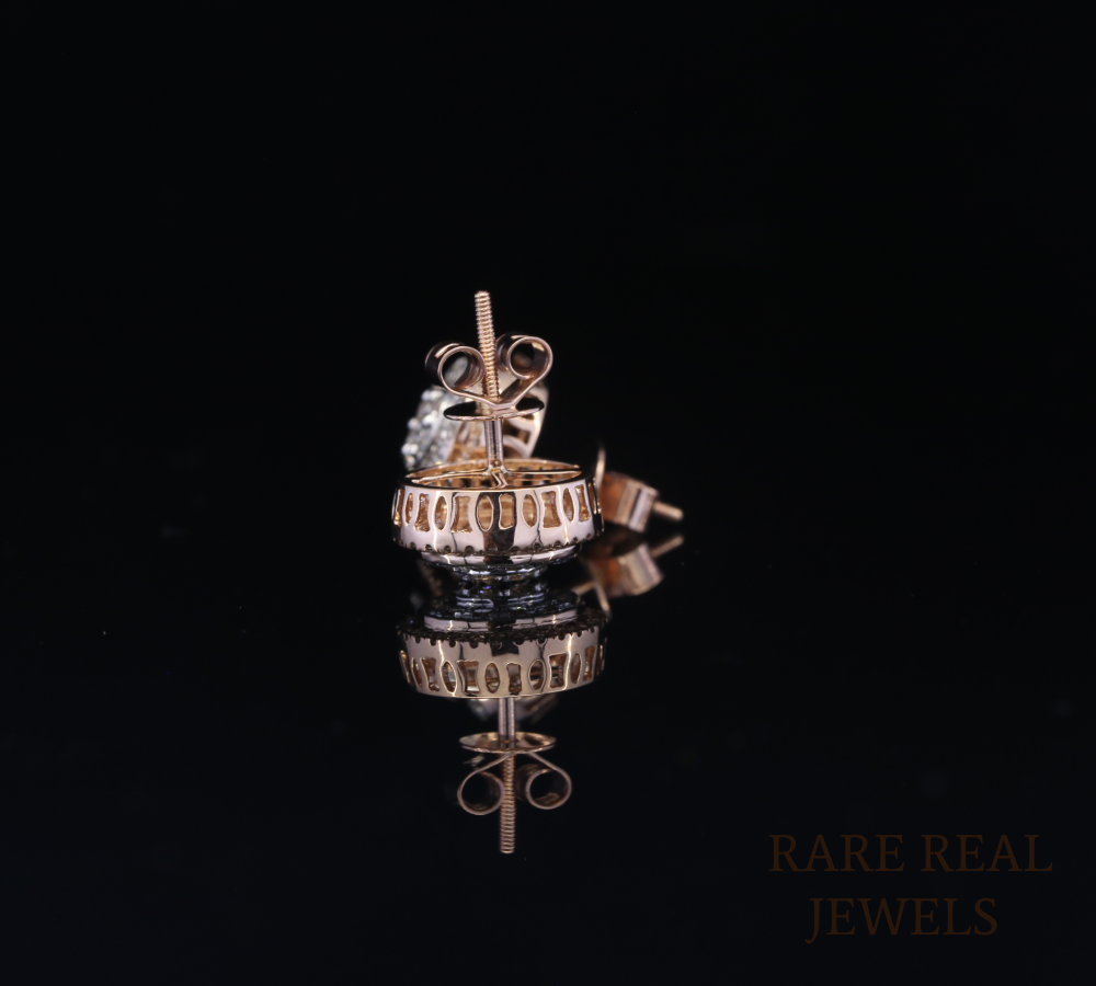 Diamond Stud Earrings, Round Halo Diamond Earrings, Cluster Diamond Studs, Floral Round Earrings, Gold Diamond Earrings, Luxury Gift