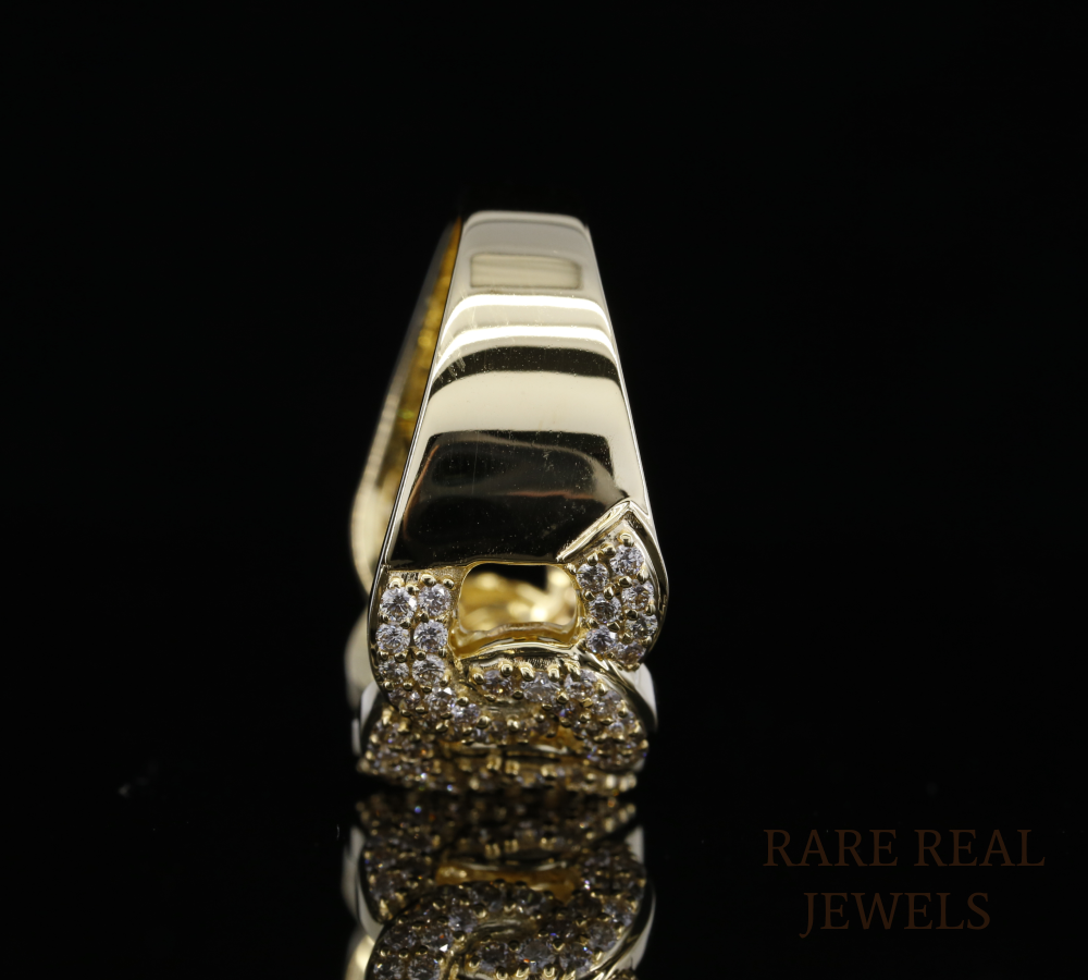 Diamond Cuban Link Ring | Yellow Gold Chain Link Ring | Pave Diamond Statement Ring | Luxury Chunky Diamond Band | Hip Hop Jewelry Ring