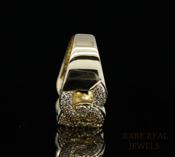 Diamond Cuban Link Ring | Yellow Gold Chain Link Ring | Pave Diamond Statement Ring | Luxury Chunky Diamond Band | Hip Hop Jewelry Ring