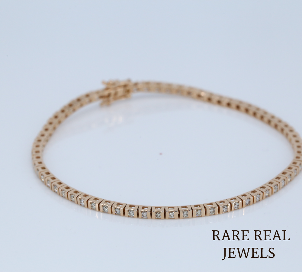 Luxury Diamond Tennis Bracelet in 14K Gold | Classic Round Diamond Link Bracelet Secondary image