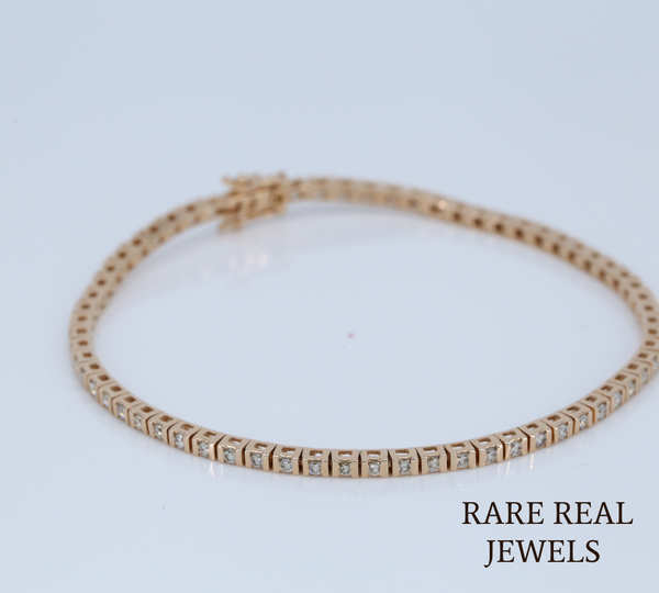 Luxury Diamond Tennis Bracelet in 14K Gold | Classic Round Diamond Link Bracelet