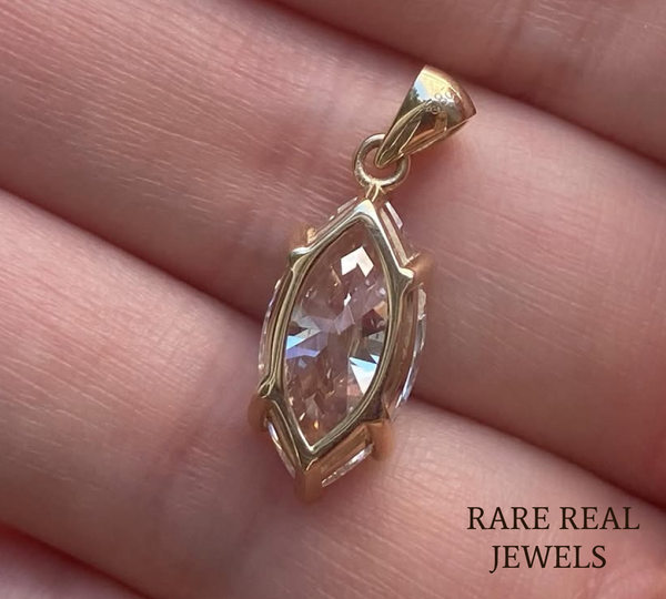 Marquise Lab Grown Diamond Pendant, 14K Yellow Gold Solitaire Necklace, Marquise Diamond Necklace, Minimal Jewelry, Gift for Her
