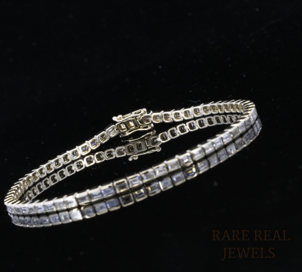 Baguette Diamond Tennis Bracelet | Sleek White Gold Baguette Cut Diamond Bracelet