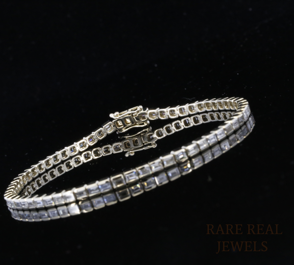 Baguette Diamond Tennis Bracelet | Sleek White Gold Baguette Cut Diamond Bracelet
