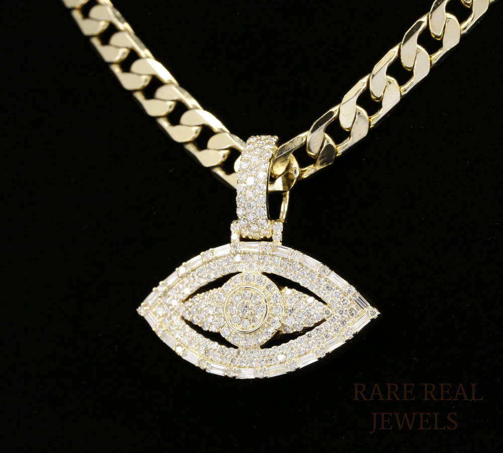 Evil Eye Pendant Necklace | Iced Out Evil Eye Charm | Diamond Protection Necklace | Gold CZ Eye Pendant | Hip Hop Jewelry Gift