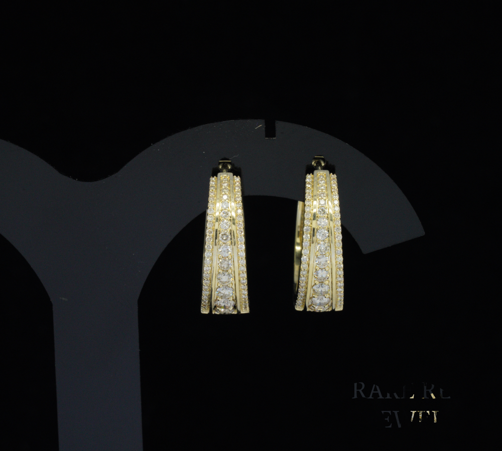 Diamond Hoop Earrings, Gold Diamond Huggie Hoops, Pave Diamond Hoop Earrings, Double Row Hoop Earrings, Luxury Jewelry Gift Secondary image