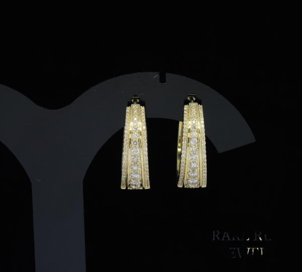 Diamond Hoop Earrings, Gold Diamond Huggie Hoops, Pave Diamond Hoop Earrings, Double Row Hoop Earrings, Luxury Jewelry Gift
