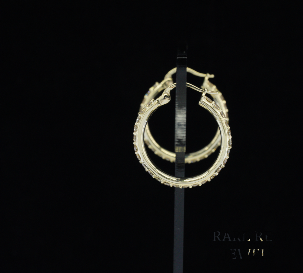 Diamond Hoop Earrings, Round Diamond Huggie Hoops, Pave Diamond Earrings, Gold Hoop Earrings, Elegant Luxury Jewelry Gift Secondary image