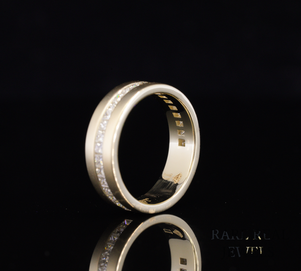 Princess Cut Diamond Wedding Band, Men's Diamond Ring, Channel Set Diamond Band, Gold Wedding Ring, Anniversary Band, Unisex Diamond Jewelry
