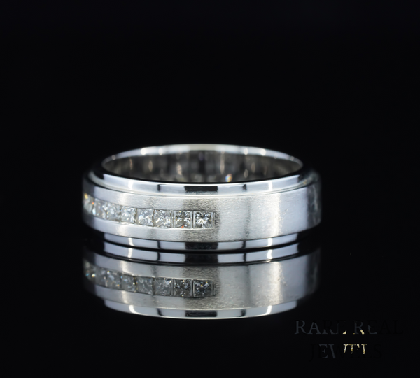 Princess Cut Diamond Wedding Band, Men's Diamond Ring, Channel Set Diamond Band, White Gold Wedding Ring, Anniversary Band, Unisex Diamond Jewelry