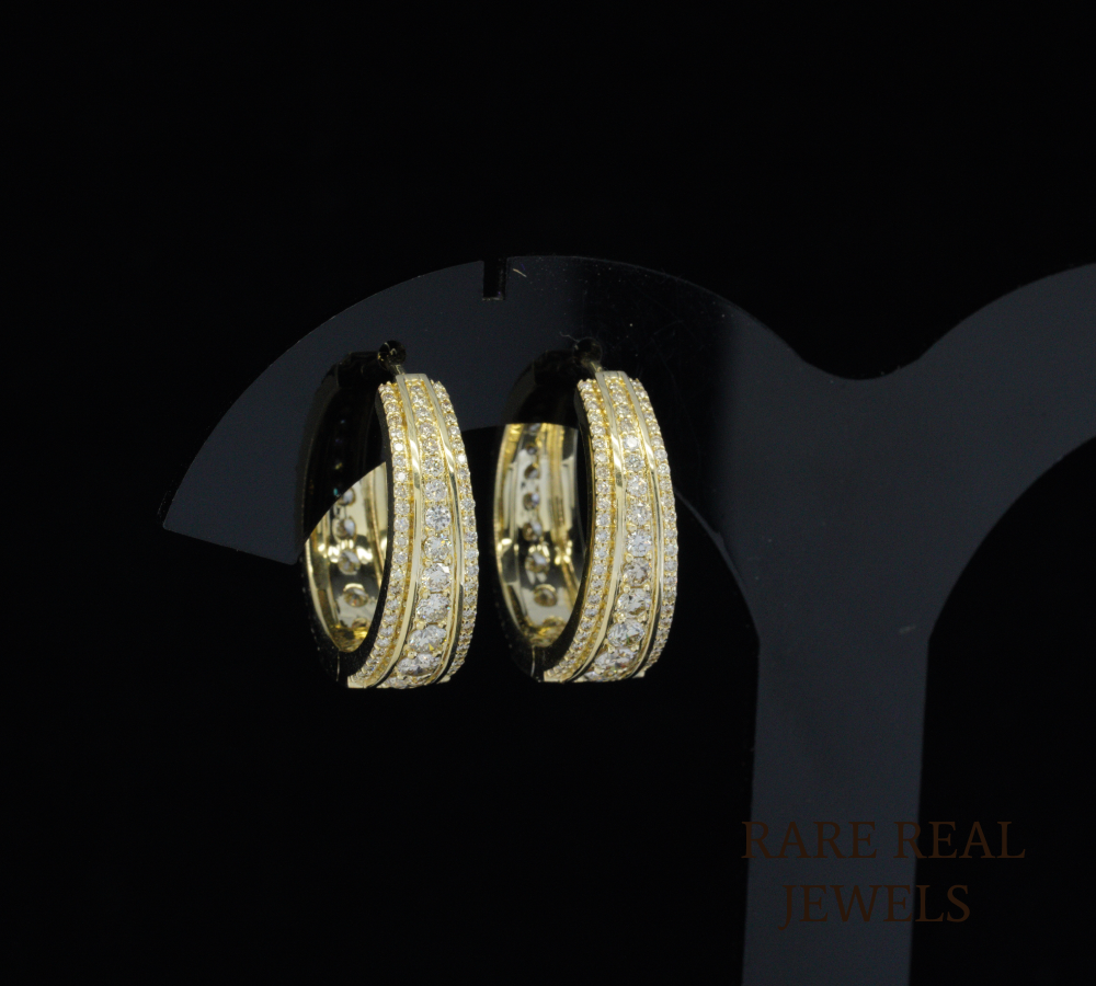 Diamond Hoop Earrings, Gold Diamond Huggie Hoops, Pave Diamond Hoop Earrings, Double Row Hoop Earrings, Luxury Jewelry Gift