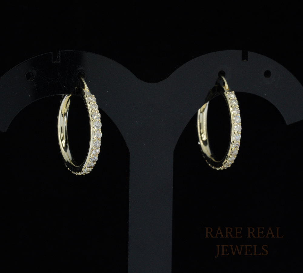 Diamond Hoop Earrings, Round Diamond Huggie Hoops, Pave Diamond Earrings, Gold Hoop Earrings, Elegant Luxury Jewelry Gift
