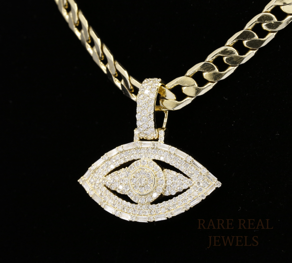 Evil Eye Pendant Necklace | Iced Out Evil Eye Charm | Diamond Protection Necklace | Gold CZ Eye Pendant | Hip Hop Jewelry Gift