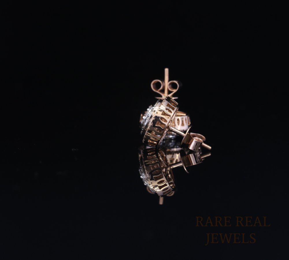 Diamond Stud Earrings, Round Halo Diamond Earrings, Cluster Diamond Studs, Floral Round Earrings, Gold Diamond Earrings, Luxury Gift