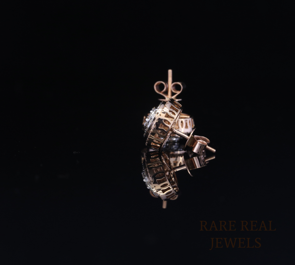 Diamond Stud Earrings, Round Halo Diamond Earrings, Cluster Diamond Studs, Floral Round Earrings, Gold Diamond Earrings, Luxury Gift