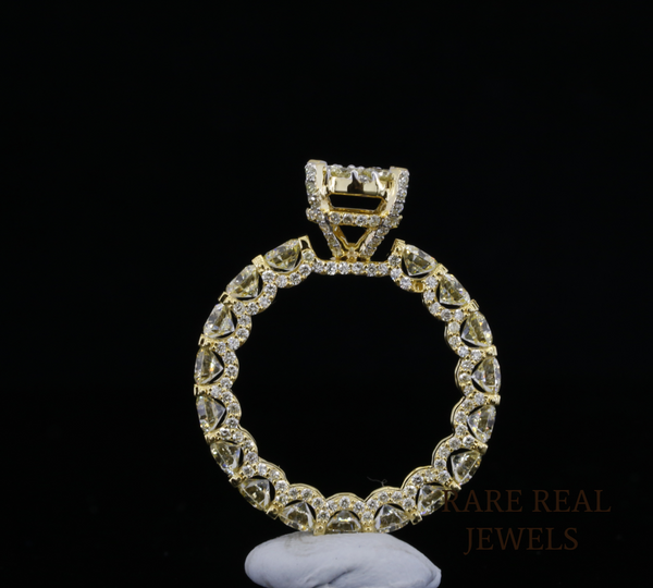 Round Diamond Engagement Ring, Cluster Diamond Ring, Yellow Gold Promise Ring, Bridal Ring, Anniversary Gift for Her, Vintage Inspired Diamond Ring