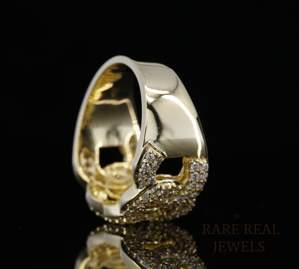 Diamond Cuban Link Ring | Yellow Gold Chain Link Ring | Pave Diamond Statement Ring | Luxury Chunky Diamond Band | Hip Hop Jewelry Ring