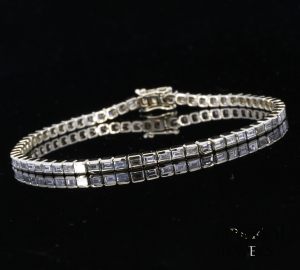 Baguette Diamond Tennis Bracelet | Sleek White Gold Baguette Cut Diamond Bracelet