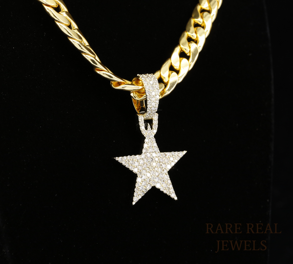 Diamond Star Pendant Necklace, Pave Diamond Star Charm, Gold Star Necklace, Celestial Jewelry Gift for Her, North Star Pendant, Luxury Diamond Jewelry